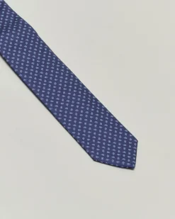 Cravatta blu con micro fantasia cachemire azzurra in pura seta