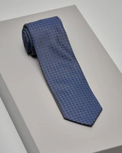 Cravatta blu in seta micro fantasia