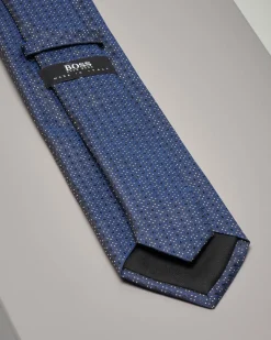 Cravatta blu in seta micro fantasia