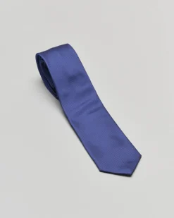 Cravatta blu indaco micro armatura in pura seta