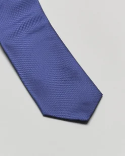 Cravatta blu indaco micro armatura in pura seta