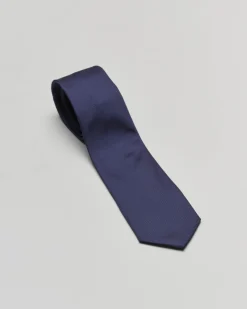 Cravatta blu micro armatura in pura seta
