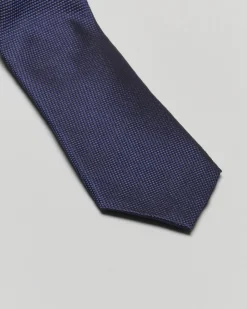 Cravatta blu micro armatura in pura seta