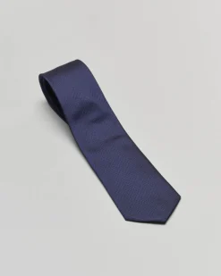 Cravatta blu micro armatura in pura seta
