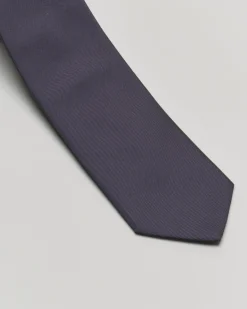 Cravatta blu notte in twill di misto seta e cotone
