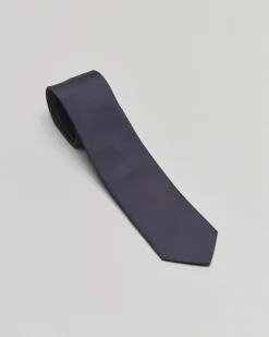 Cravatta blu notte in twill di misto seta e cotone
