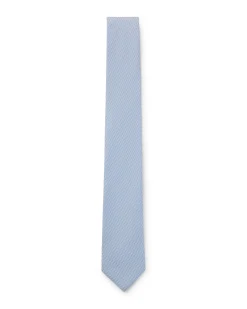 Cravatta Boss azzurra in misto seta mirco armatura