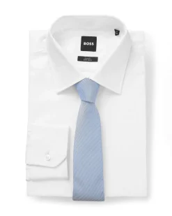 Cravatta Boss azzurra in misto seta mirco armatura