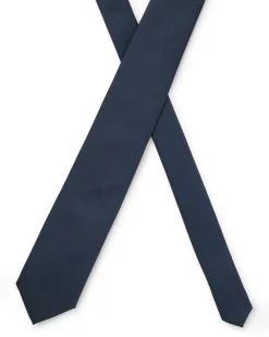 Cravatta Boss blu in misto seta mirco armatura