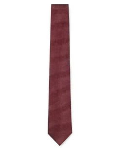 Cravatta Boss bordeaux in misto seta micro fantasia