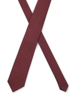 Cravatta Boss bordeaux in misto seta micro fantasia
