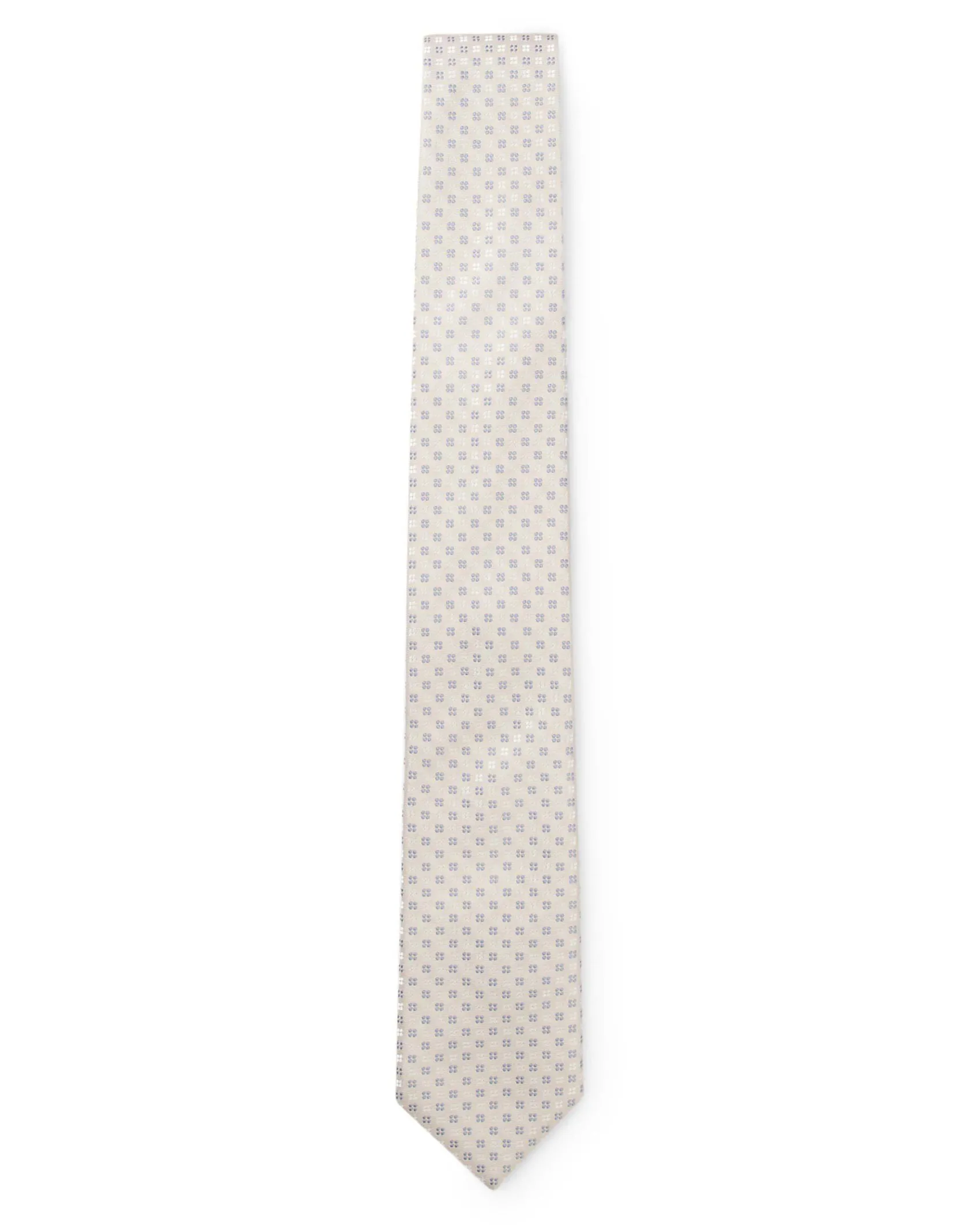 Cravatta Boss panna in misto seta con motivo a fiorellino jacquard