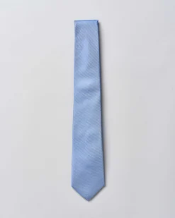 Cravatta Pellizzari azzurra micro armatura in pura seta