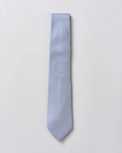 Cravatta Pellizzari azzurra micro armatura in pura seta