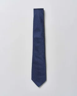 Cravatta Pellizzari blu micro trattino in pura seta