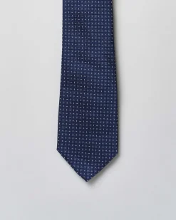 Cravatta Pellizzari blu micro trattino in pura seta