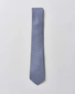 Cravatta Pellizzari blu micro quadretto bi-colore di pura seta