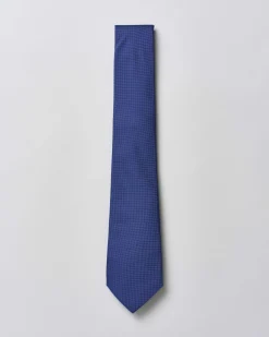 Cravatta Pellizzari blu royal tinta unita in reps di pura seta