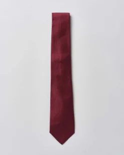 Cravatta Pellizzari bordeaux tinta unita in reps di pura seta