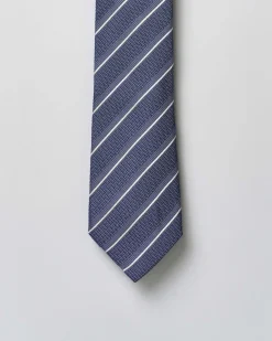 Cravatta Pellizzari regimental blu in pura seta