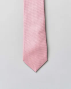 Cravatta Pellizzari rosa tinta unita in reps di pura seta