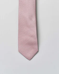 Cravatta Pellizzari rosa micro quadretto di pura seta