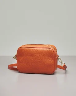 Cross bag arancione in pelle efetto martellato