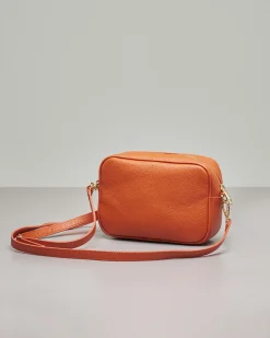 Cross bag arancione in pelle efetto martellato