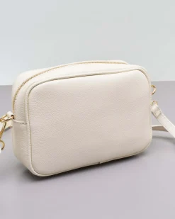 Cross bag bianca in pelle effetto martellato