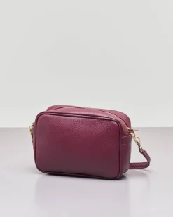 Cross bag in pelle bordeaux effetto martellato
