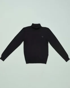 Dolcevita Antony Morato nero in viscosa stretch con patch gommato sul petto