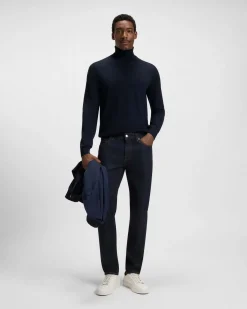 Dolcevita Boss blu in pura lana merino