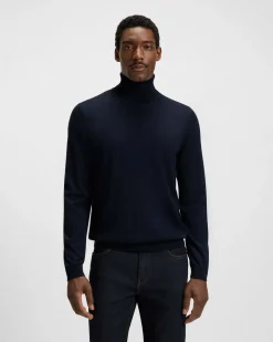 Dolcevita Boss blu in pura lana merino