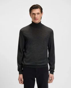 Dolcevita Boss grigio antracite in pura lana merino