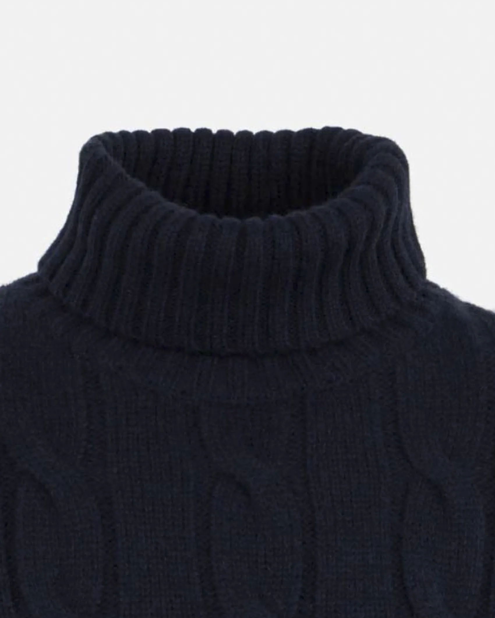 Dolcevita MC2 Saint Barth blu in misto lana e cashmere a trecce con maxi scritta logo sulle maniche