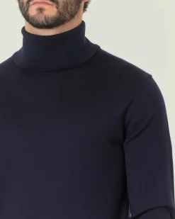 Dolcevita Pellizzari blu navy in pura lana merino
