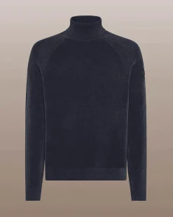 Dolcevita R.R.D. blu Velvet Turtleneck Knit in ciniglia con maniche raglan