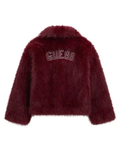 Ecopelliccia Guess color vinaccia con tasche e colletto