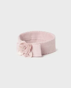 Fascetta in misto viscosa stretch rosa con fiorellino