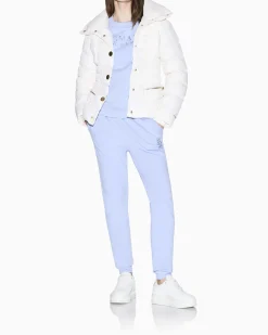 Felpa Armani Exchange azzurra in cotone con dettagli in maglia elasticizzata