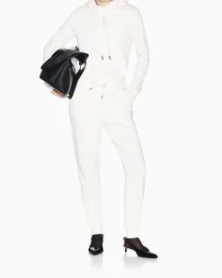 Felpa Armani Exchange bianca in cotone con logo applicato e cappuccio regolabile