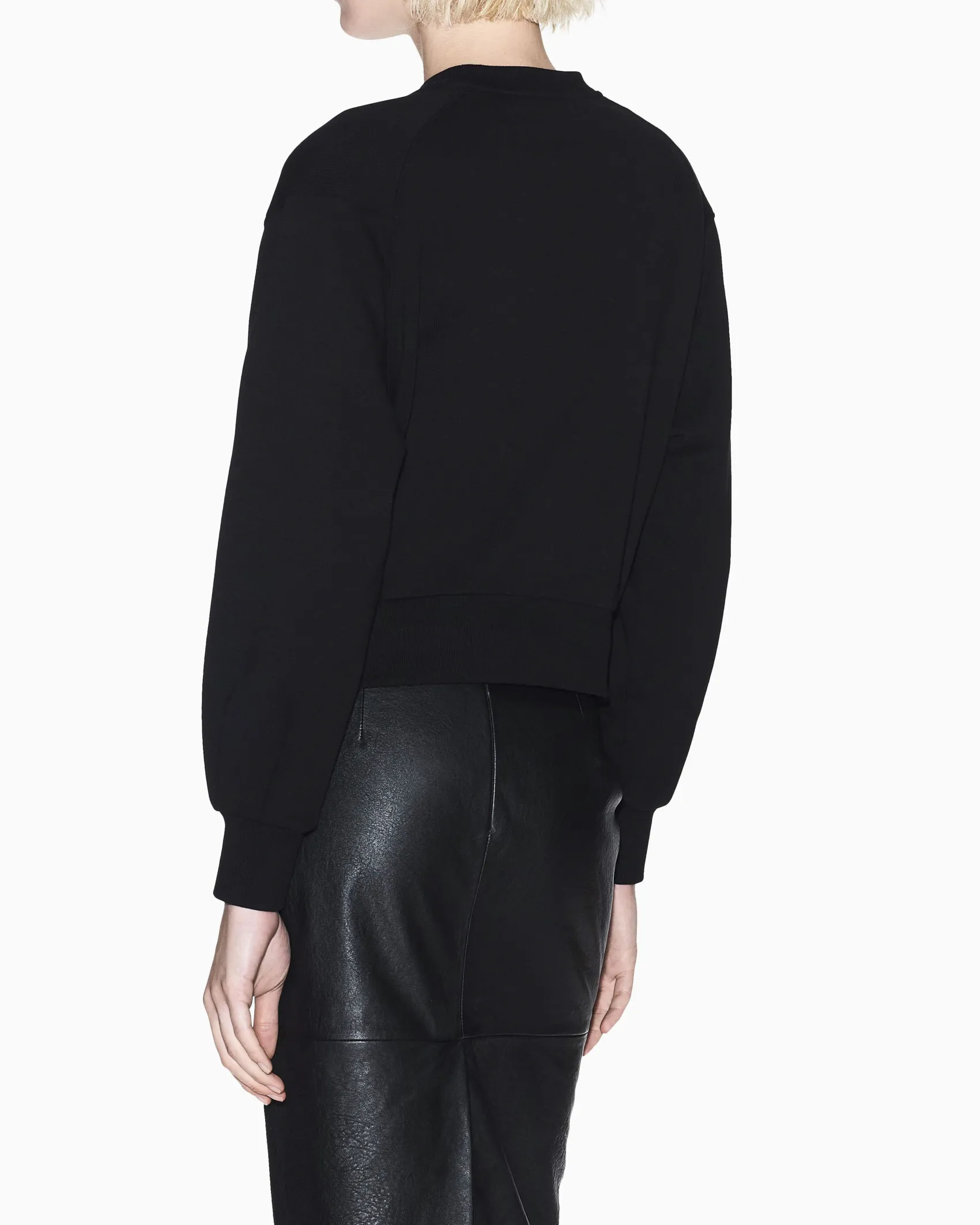 Felpa Armani Exchange nera in cotone con dettagli in maglia elasticizzata