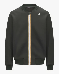 Felpa bomber K-way Abel Spacer verde militare con chiusura zip