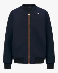 Felpa bomber K-way Abel Spacer blu con chiusura zip