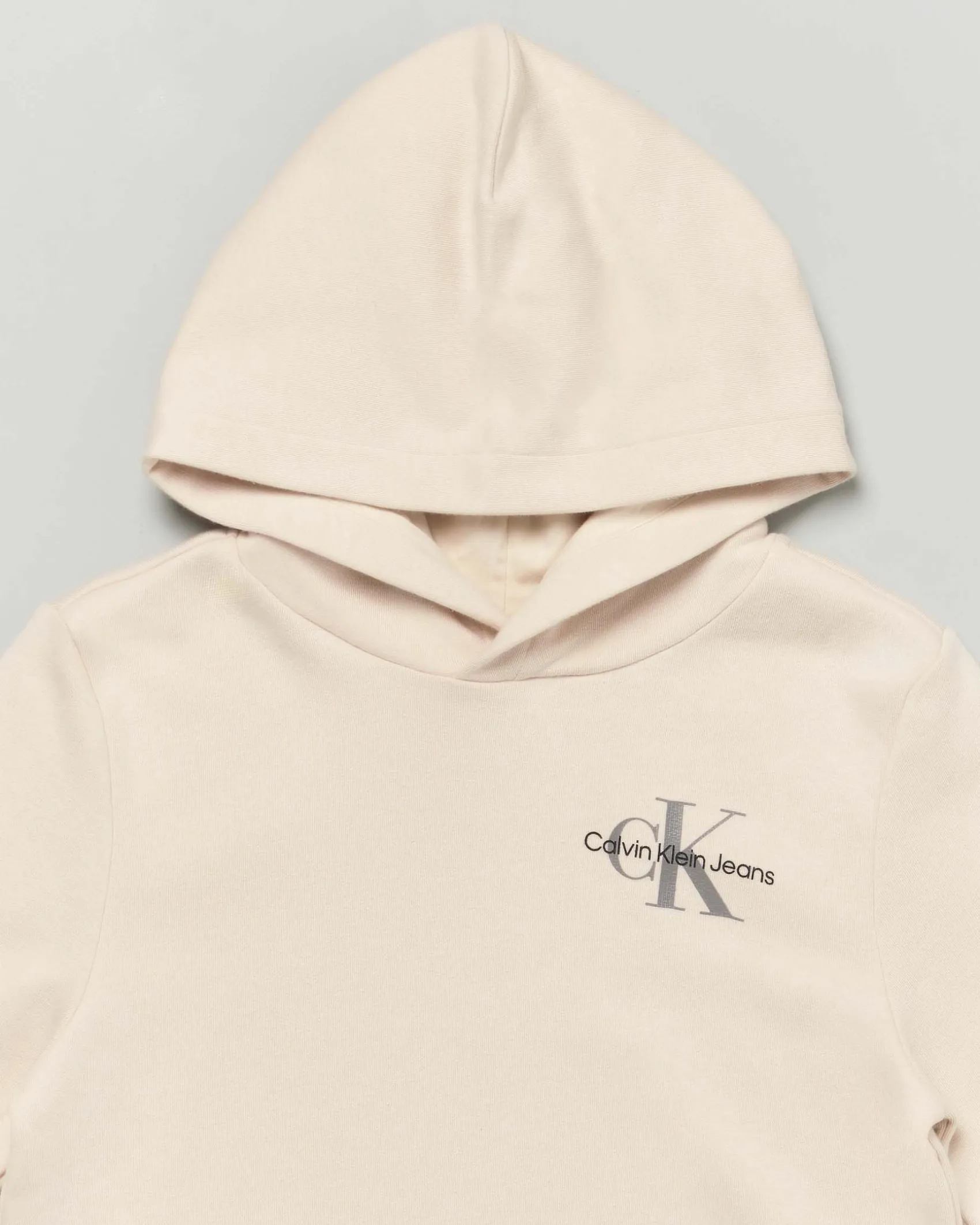 Felpa Calvin Klein beige a maniche lunghe e cappuccio