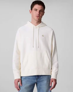 Felpa Calvin Klein Jeans panna in misto cotone con cappuccio e tasca a marsupio