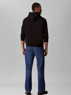 Felpa Calvin Klein Jeans nera in misto cotone con cappuccio e logo ricamato sul petto
