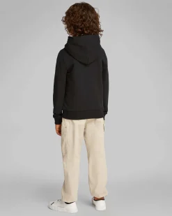 Felpa Calvin Klein nera in cotone con cappuccio e logo scritta