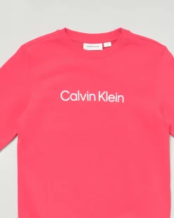 Felpa Calvin Klein rosa in puro cotone con scritta logo bianca