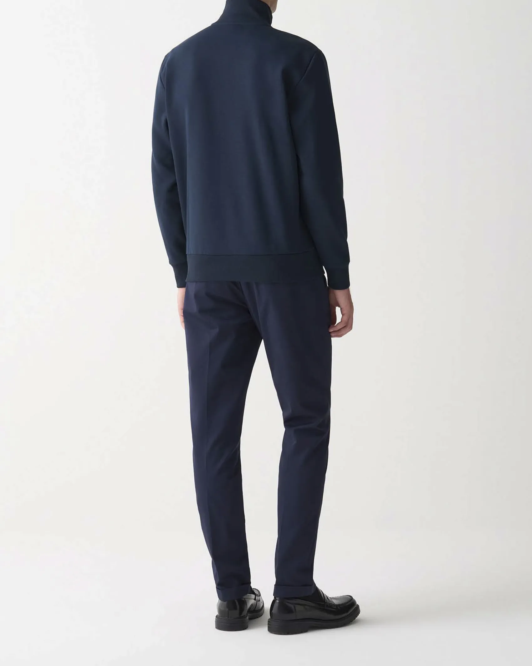 Felpa Colmar Originals blu con chiusura zip e logo bollo applicato sulla manica